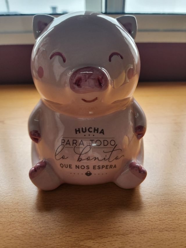 Hucha Cerdito Rosa Cerámica