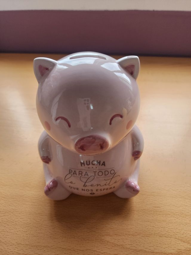 Hucha Cerdito Rosa Cerámica