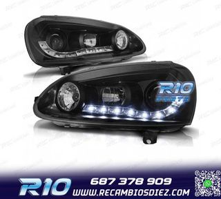 FAROS VOLKSWAGEN VW GOLF MK5 03-08 FONDO NEGRO LUZ DIURNA LE