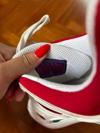 Sneakers Gucci Basket Bianche Rosse