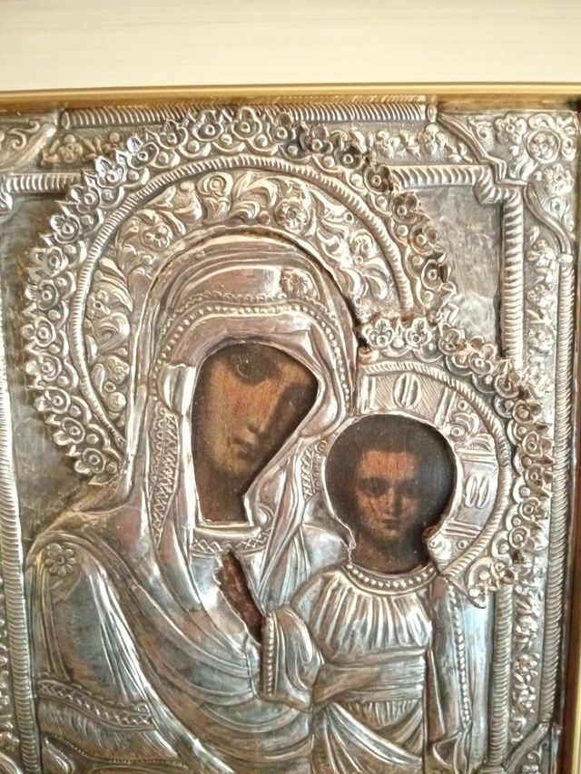 Cuadro religioso Virgen María y Niño Jesús.