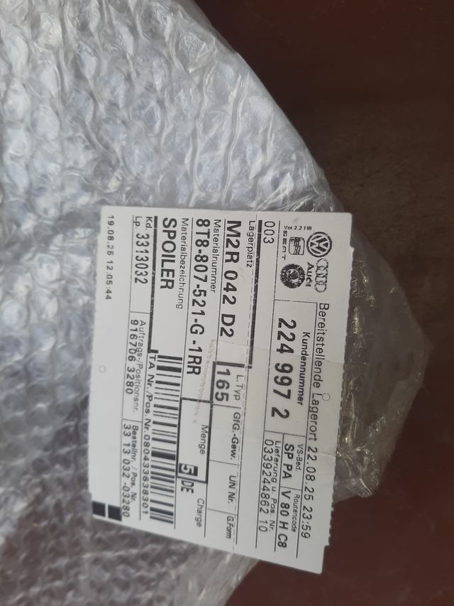Spoiler Audi VW Skoda Seat 8T8807521G1RR