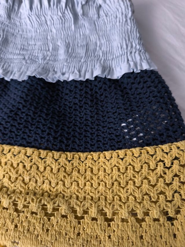 Top Zara XS Azul y Amarillo