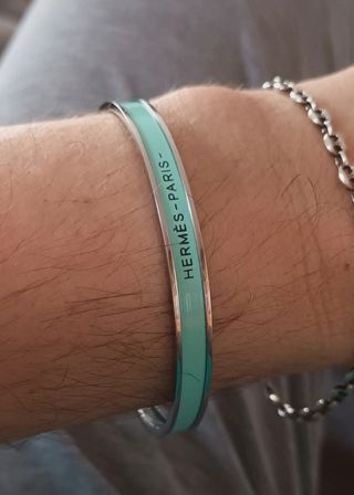 Pulsera Hermès aro con esmalte aguamarina