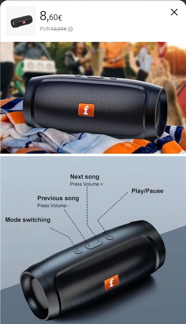 Altavoz Portátil Negro Nuevo