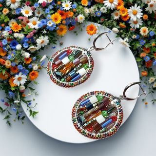 Pendientes  multicolor,plata 925