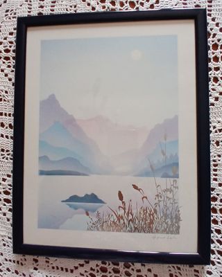 Quadro paesaggio monti e lago