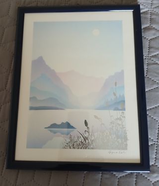 Quadro paesaggio monti e lago