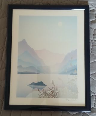 Quadro paesaggio monti e lago