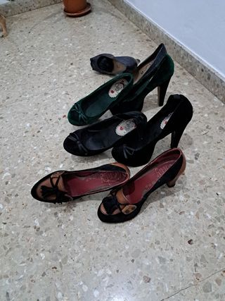 Lote 4 pares zapatos mujer tacón