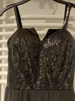 Abito da sera lungo paillettes nero