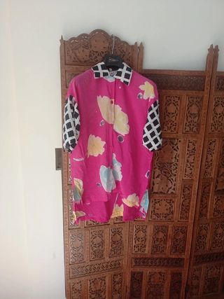 Camisa Vintage 100% seda Multicolor