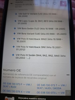 Inyector Bosch para Audi