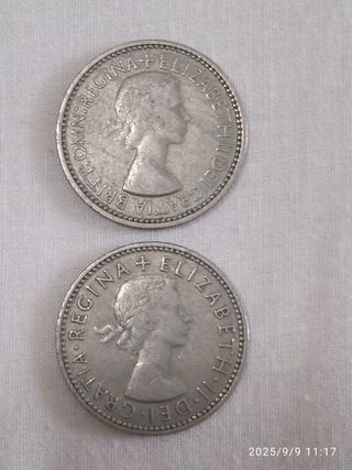 Lote de 3  Monedas One Shilling 1953,1954 y 1955
