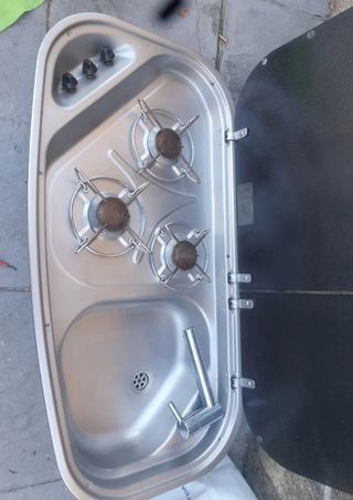 Cocina Furgoneta Camper 3 Fuegos + Fregadero