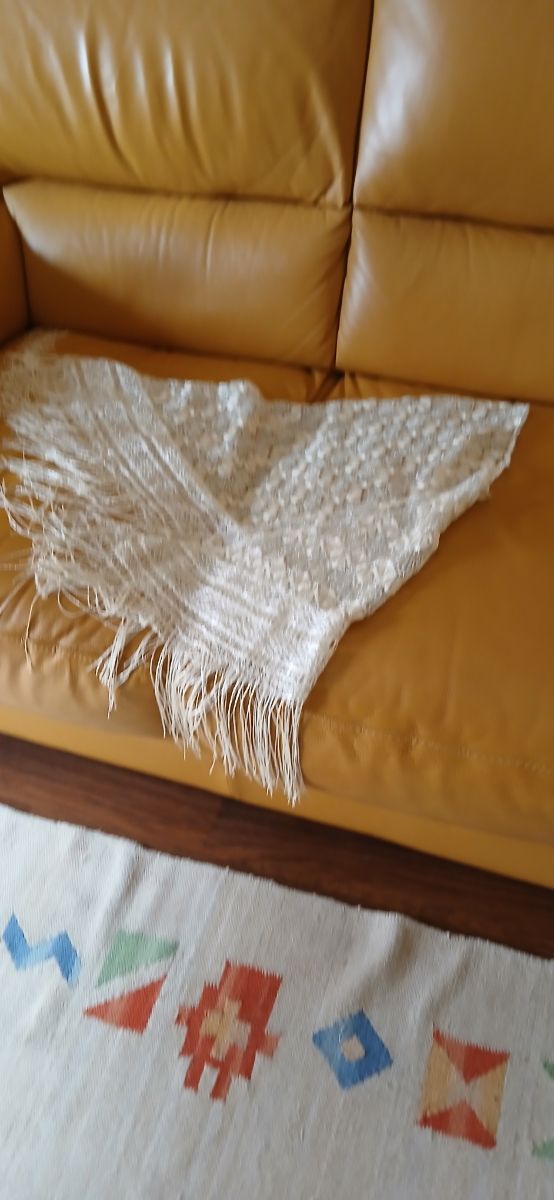 Sciarpa vintage in seta color panna