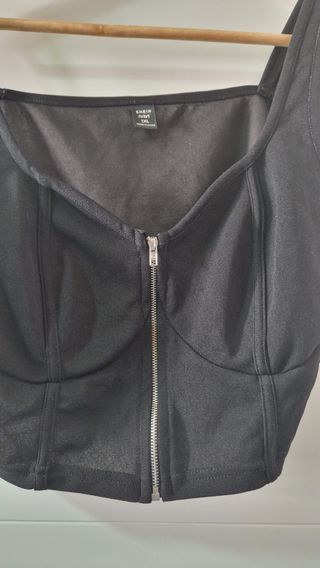 Top lencero corse negro cremallera XL. 