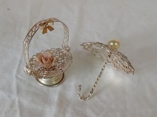 Set 2 Soprammobili Metallo Argentato