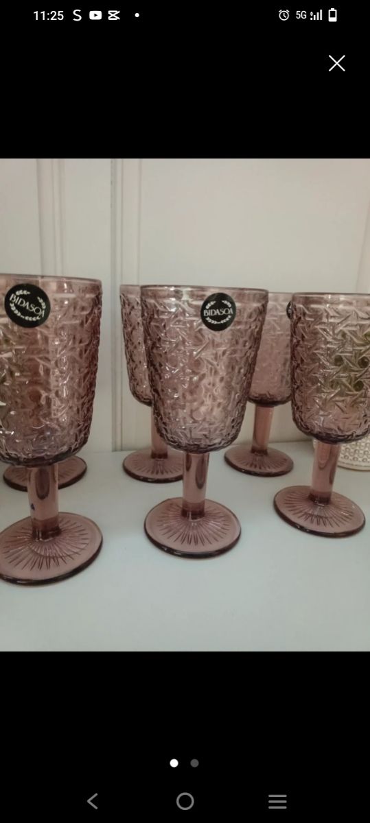 ✨12 Copas Bidasoa Cristal rosa Malva