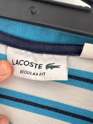 Polo Lacoste Rayas Azul y Blanco