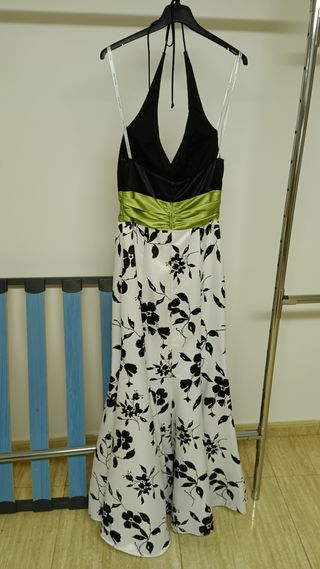 Vestido largo negro y blanco talla 40