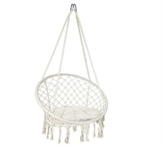 Silla Colgante Beige/Blanca + Cojín