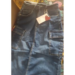 Falda vaquera larga cargo talla 38-42