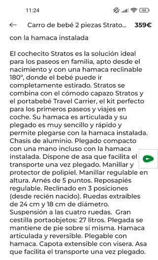 Carro de bebé 2 piezas Strato