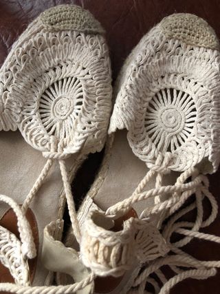 Sandalias Esparto Crochet Beige