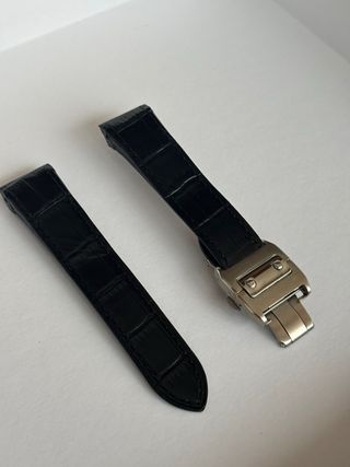 Correa de cuero Cartier Santos Negra