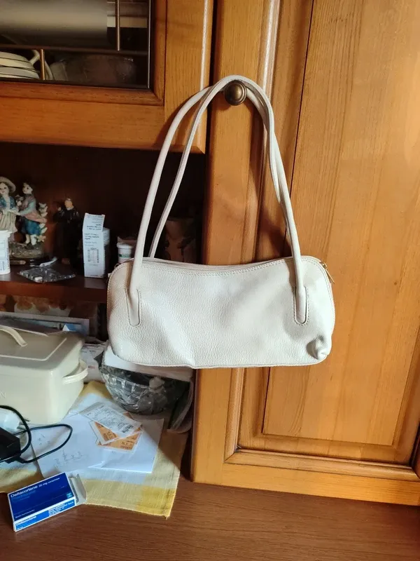 Borsa a spalla in vera pelle bianca