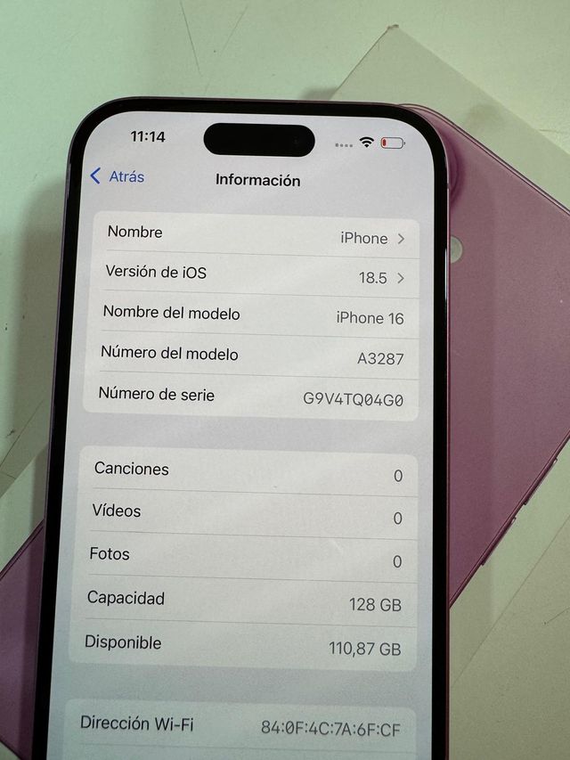 iPhone 16 Rosa 128GB Batería 100% Casi Nuevo