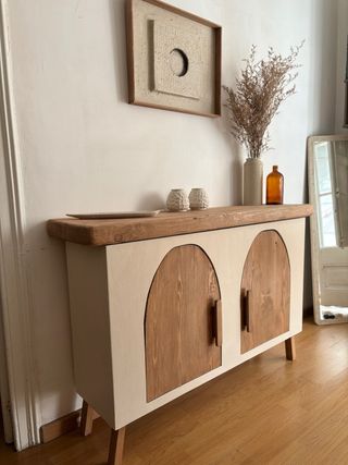 mueble aparador de madera y microcemento