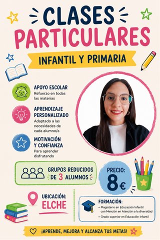 Clases particulares en Elche. Maestra de infantil.