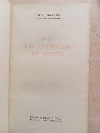 Dos libros de los años 40 de Knut Hamsun.