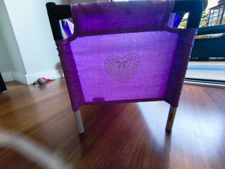 Carro gemelar morado, trona y cuna