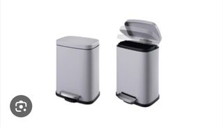 Papelera de baño blanca metálica