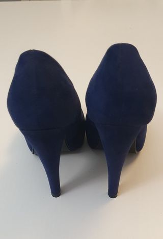 Zapatos de tacón azul ante