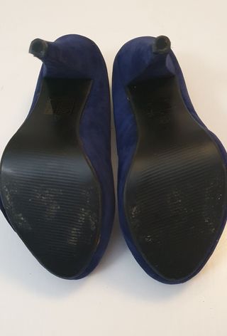 Zapatos de tacón azul ante