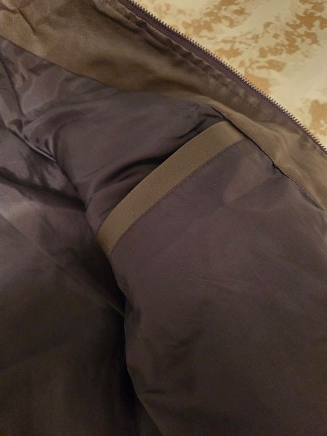 Cazadora efecto piel hombre marrón