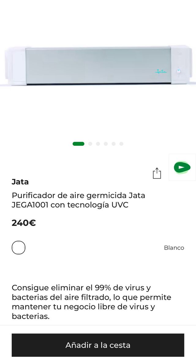 Purificador Aire Germicida Jata JEGA1001 UVC
