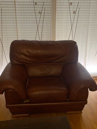 Sillón de piel marrón 120cm ancho