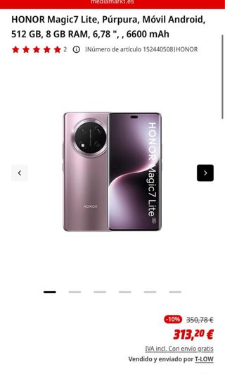 Honor Magic 7 Lite 512GB Rosa