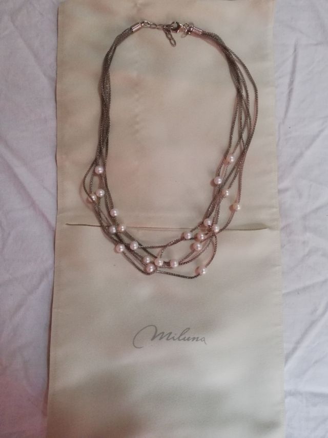 Collana Miluna perle vere  e catena argento