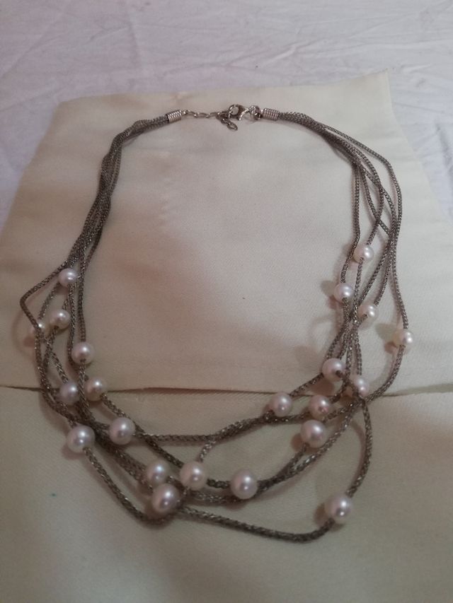 Collana Miluna perle vere  e catena argento