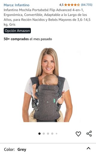 Mochila Portabebé Infantino Gris