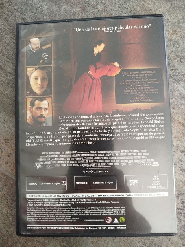 El Ilusionista DVD Película Drama Español