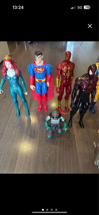 Figuras de acción: Superman, Spiderman, Mera, Batm