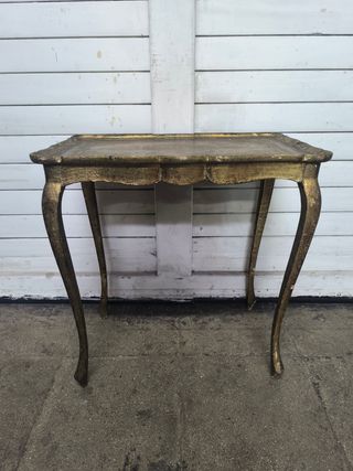 Mesita auxiliar bandeja madera antigua