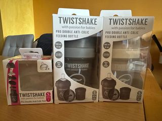 2 Biberones Twistshake Pro + Tetinas S (Nuevos)